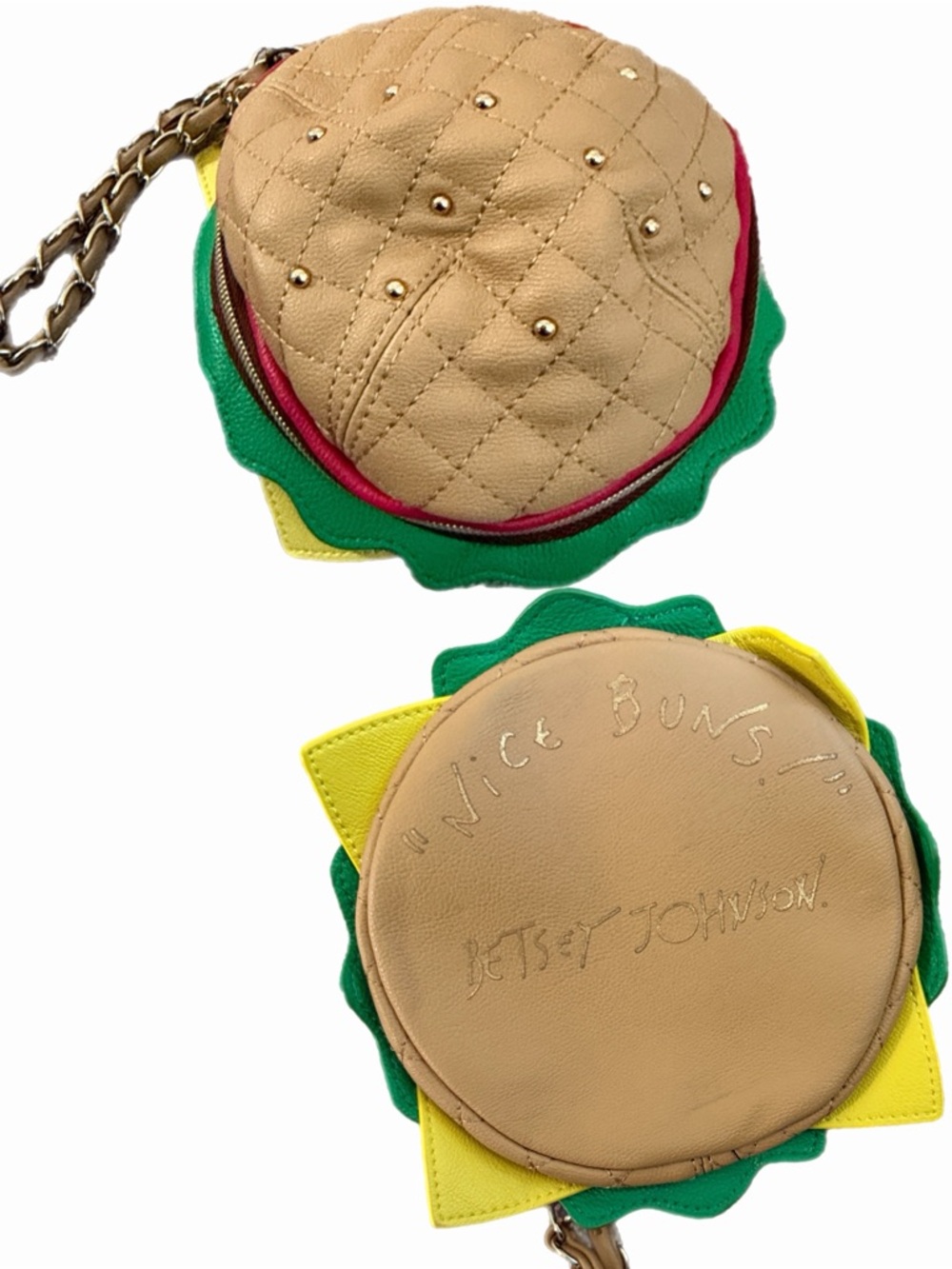 Hamburger Wristlet Clutch - Tan, Green, Red, Yellow